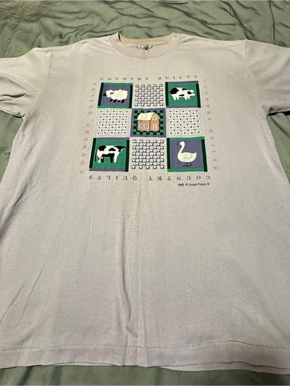 Vintage Country Quilts Farm Graphic Tee Hanes USA XL